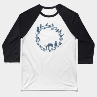Winter Woodland Papercut Circle Baseball T-Shirt